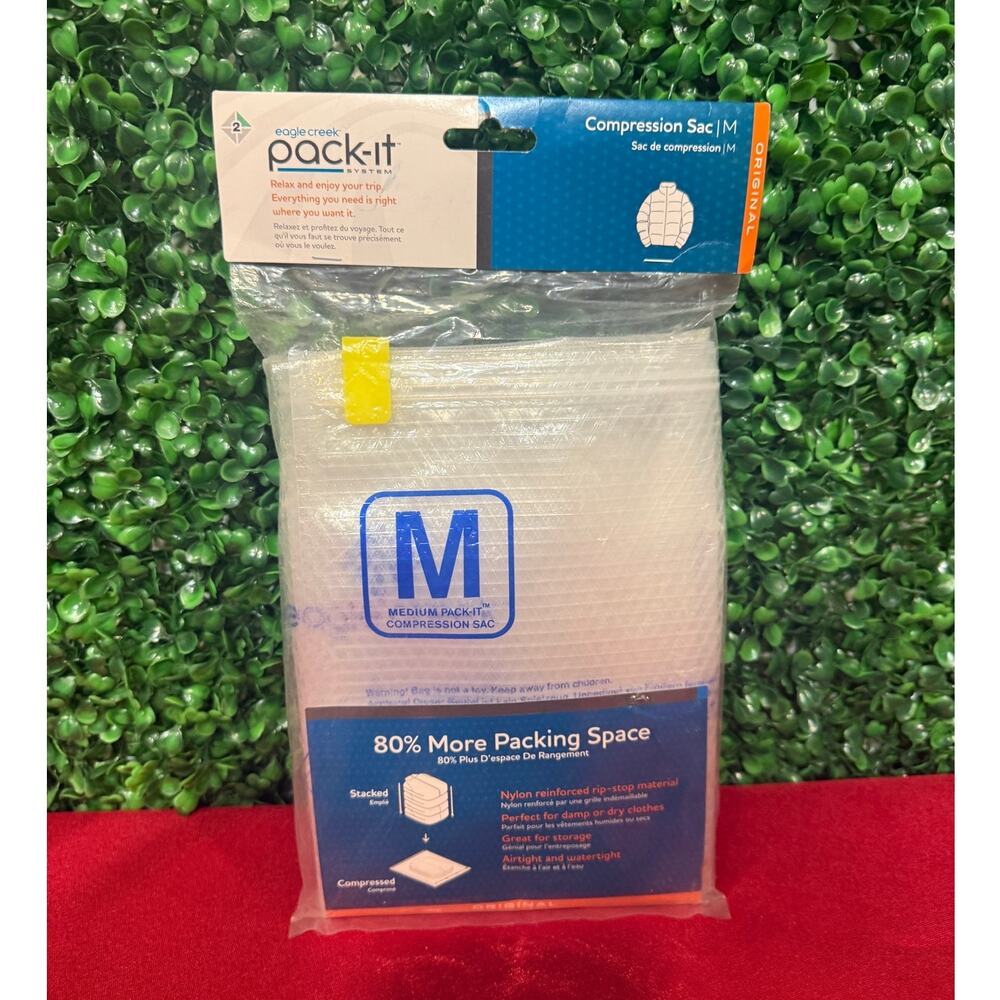 Eagle Creek Pack-It Compression Sac Medium Travel Roll Up Space Saver Bag Clear